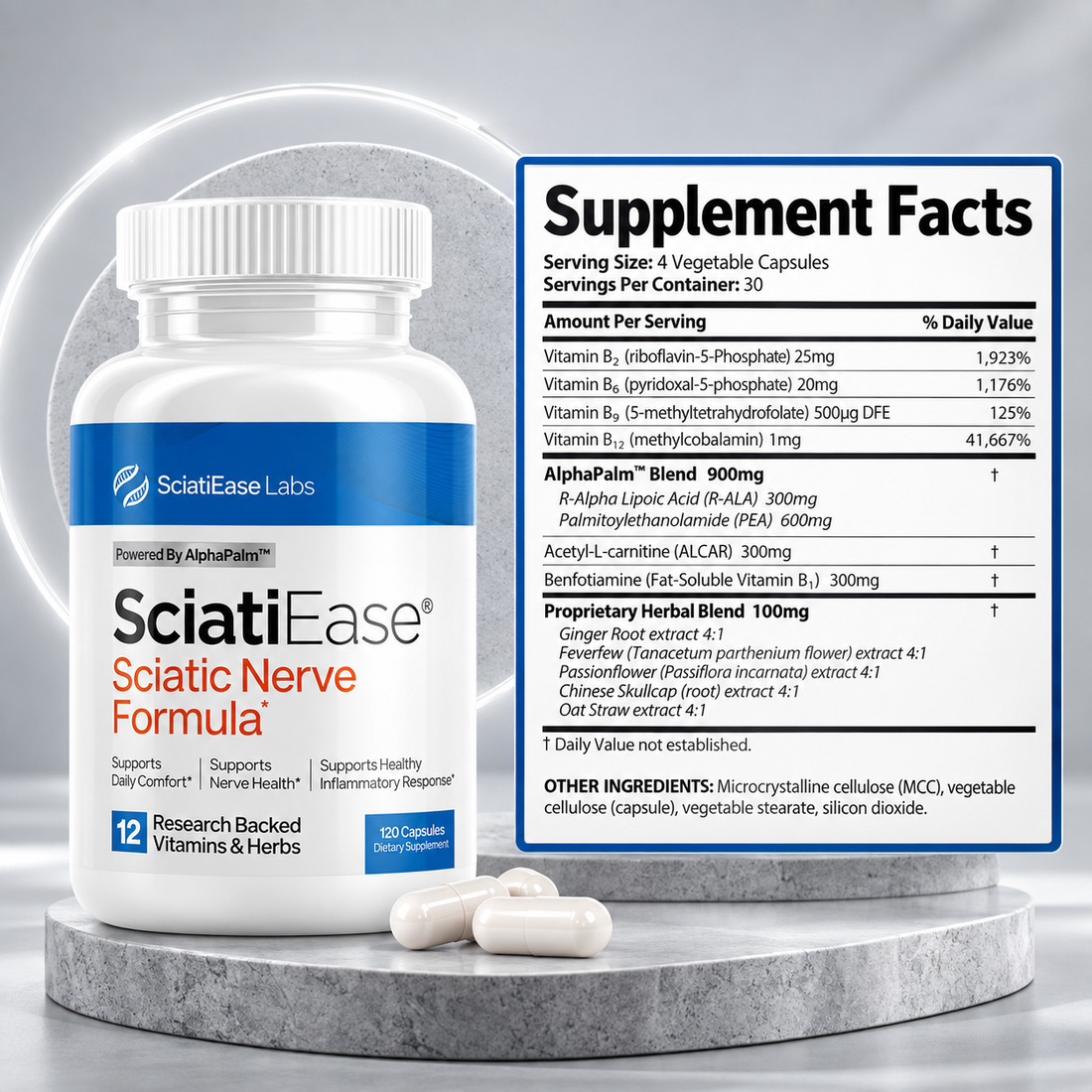 SciatiEase Labs Sciatic Nerve Formula - 120 Capsules Dietary Supplement