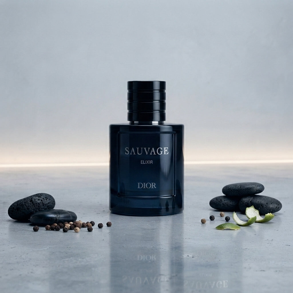 Dior Sauvage Elixir Fragrance with Elegant Black Packaging